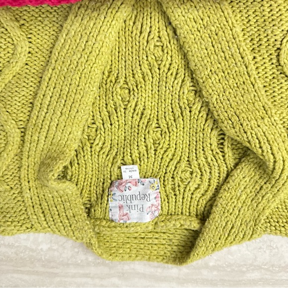 Pink Republic Pink Green Cardigan Chunky Button Bundle S M Cable Chenille - Picture 7 of 11